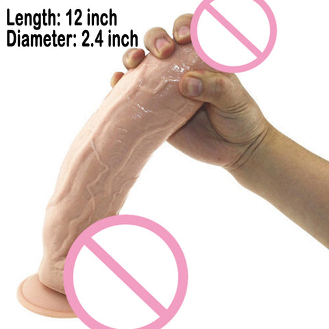 Super Thick Huge Dildo 12 inch Big  Sturdy Suction Cup Penis