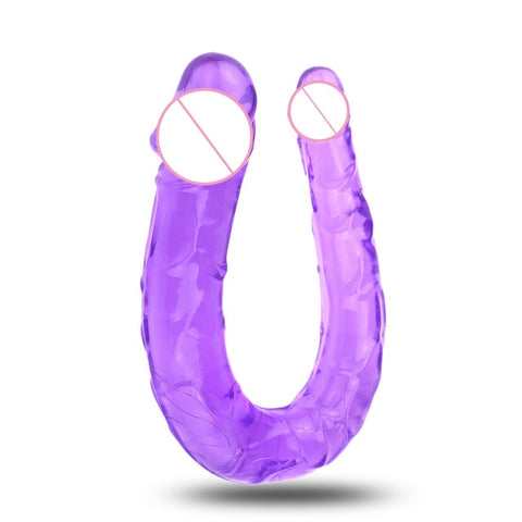 U Shape Double Dildo Flexible Soft Jelly Penis Sex Toys