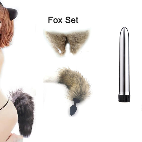 Silicone Plug Fox Tail vibrator Toy